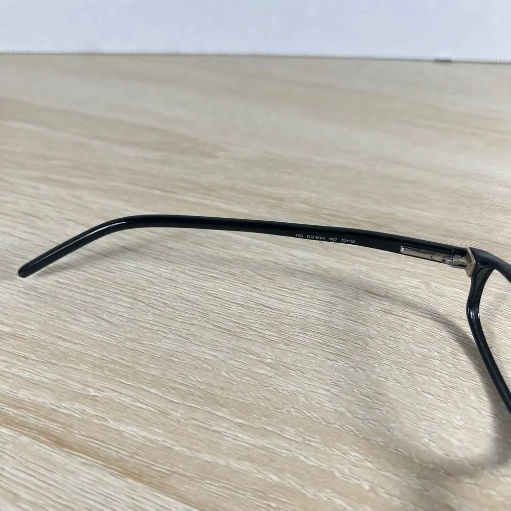 Gucci GG1504 807 Eyeglasses Black Slim Rectangular Frames Only 52-18-140 Italy